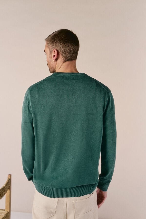 OOTO Jersey cuello redondo algod&oacute;n lavado Verde