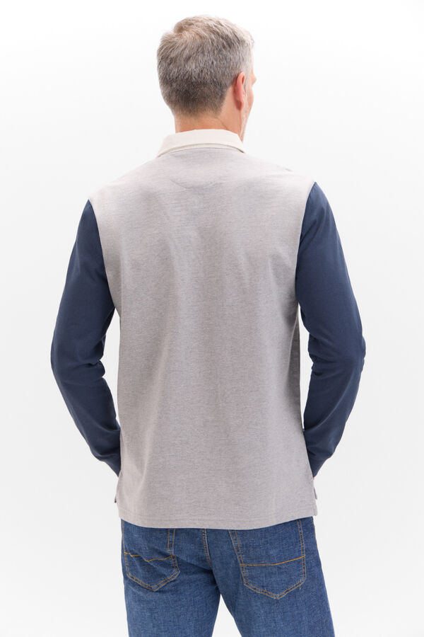 Cortefiel Rugby polo shirt with contrasting sleeves Grey
