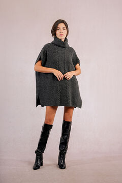 Molly Bracken Asymmetrical poncho with high neck Grey