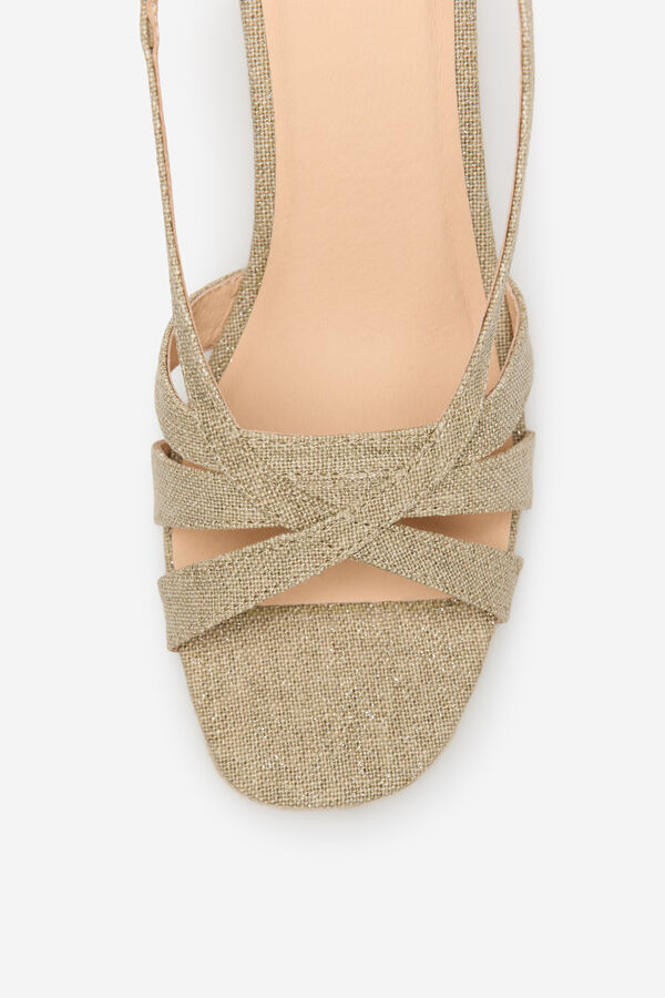 Cortefiel Sand&aacute;lia espadrille com salto plataforma Tostado