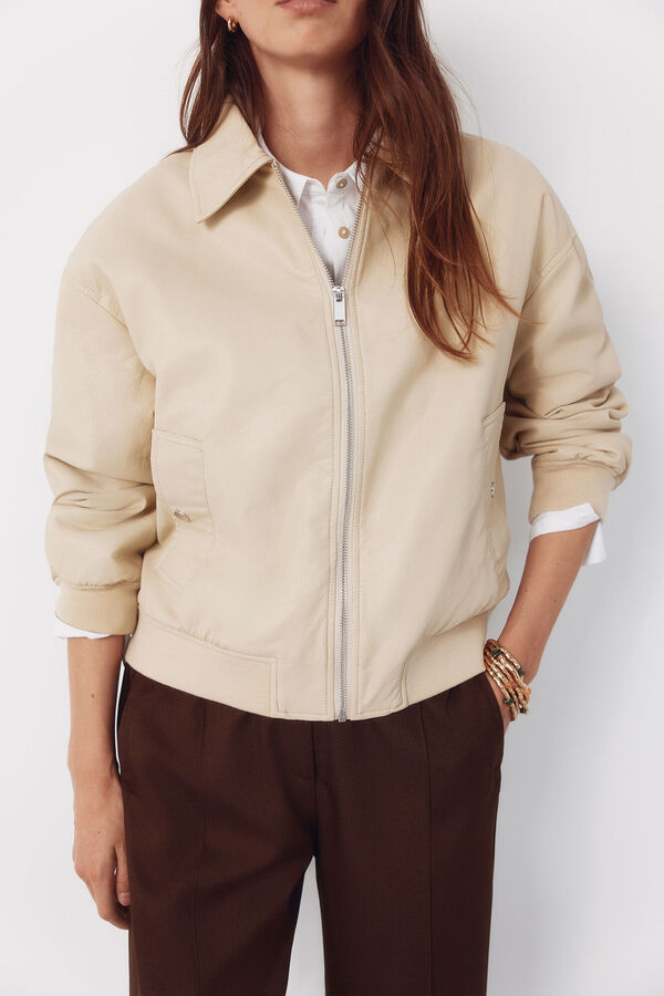 Cortefiel Chaqueta bomber efecto piel Amarillo