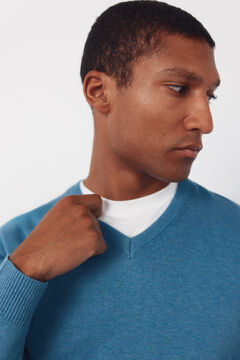 Cortefiel Jersey punto algod&oacute;n cuello pico b&aacute;sico