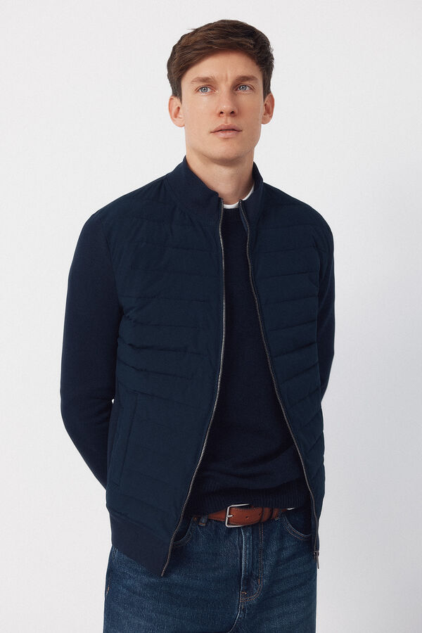 Cortefiel Combined fabric cardigan Navy