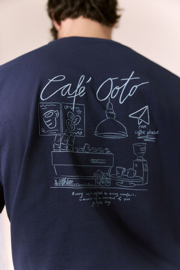 OOTO Camiseta gr&aacute;fica lavada Azul