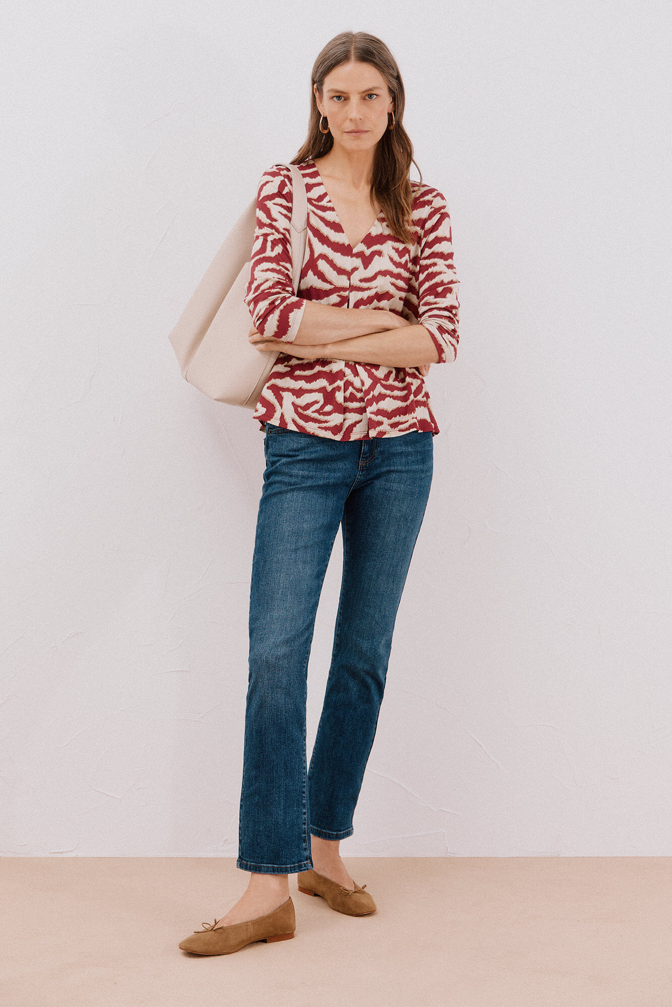 Cortefiel Top plissado flu&iacute;do