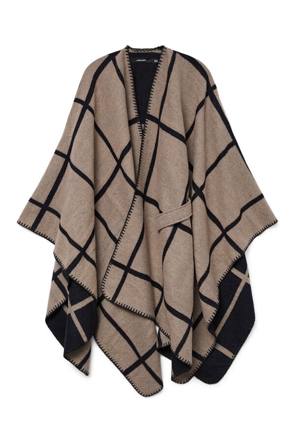 Vero Moda Poncho com estampado xadrez Castanho