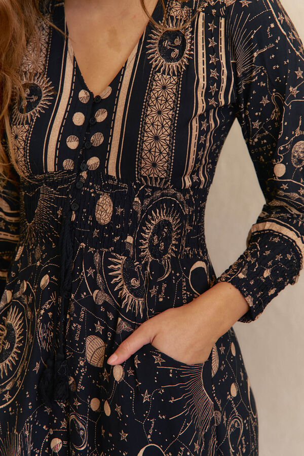 Jaase Vestido largo Sabrina estampado astrid Negro