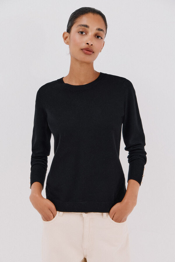 Cortefiel Jersey manga corta Negro