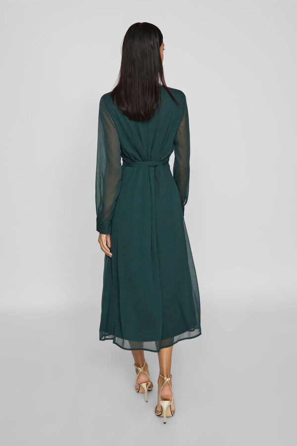 Vila Vestido midi de gasa Green
