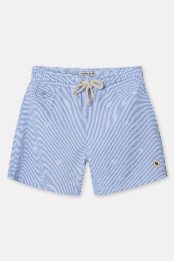 Silbon Cal&ccedil;&atilde;o de banho riscas  Azul