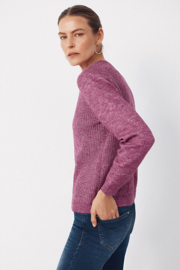 Cortefiel Jersey punto combinado Morado
