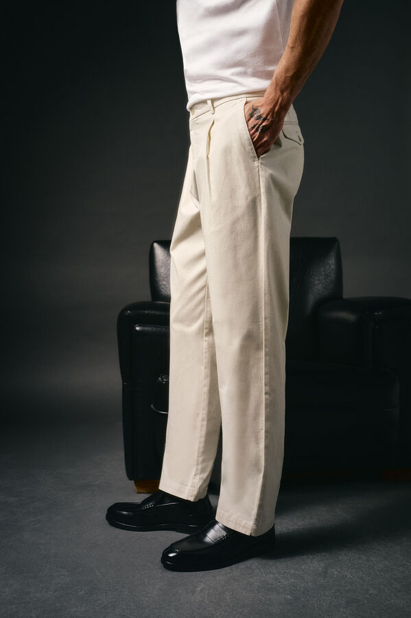 OOTO Pantal&oacute;n chino pinzas Marfil