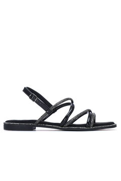 XTI Sandalia plana tiras piedras brillantes