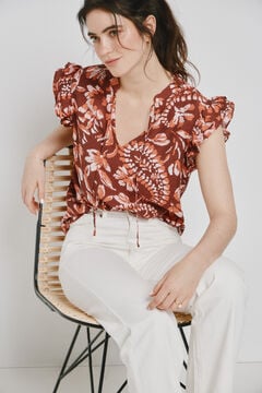 Vero Moda Top manga sisa con volantes