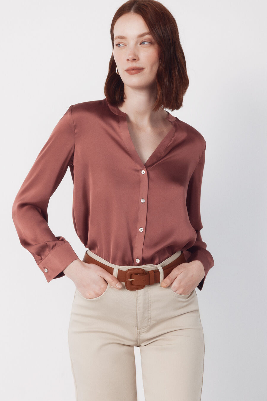 Camisa mao satinada estampada