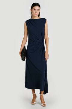 Vila Vestido midi com drapeado lateral