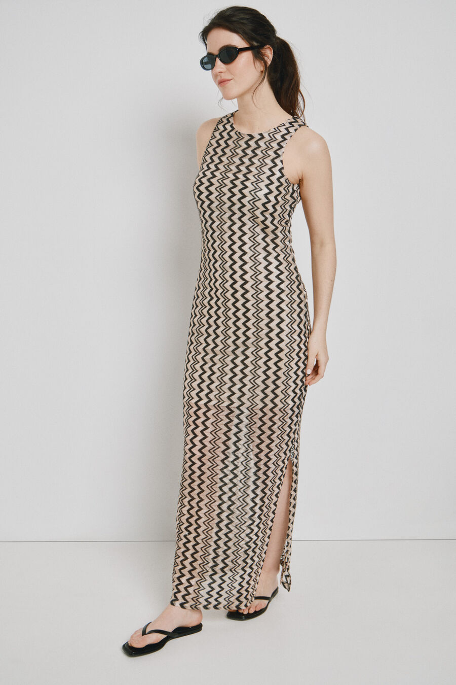 Vestido largo manga sisa