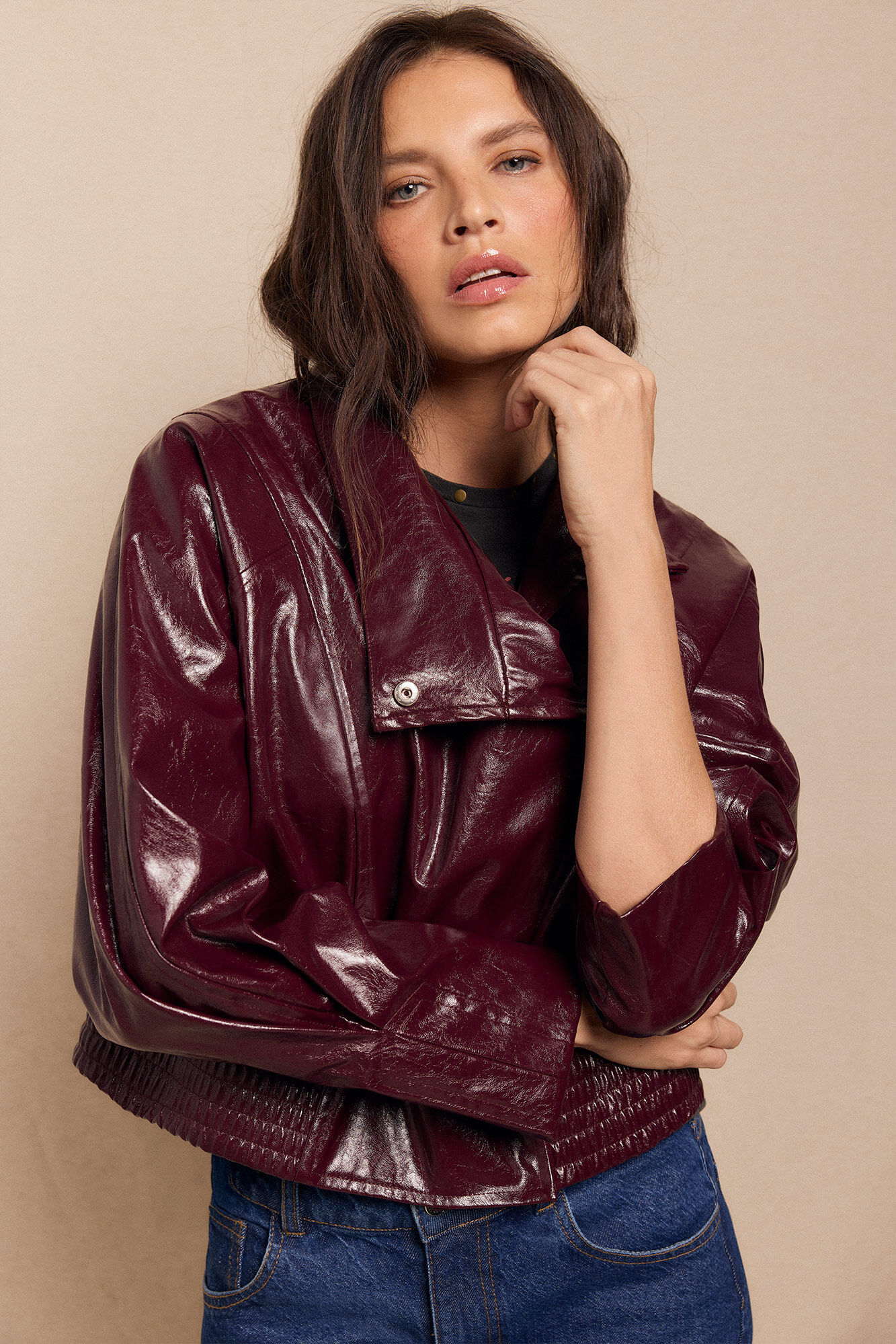 Slowlove Cazadora efecto piel brillo