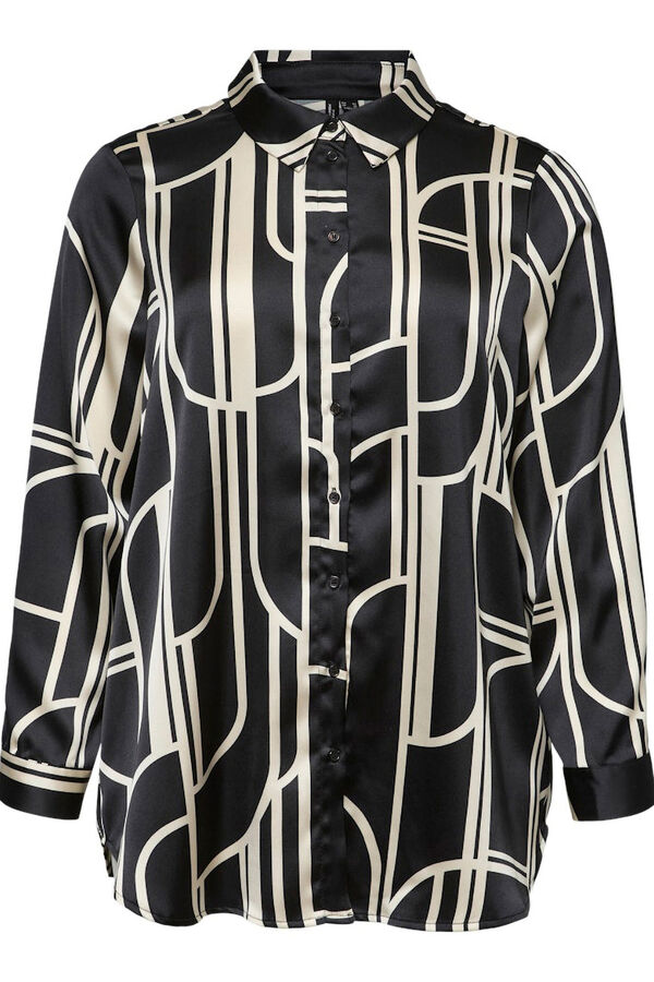 Vero Moda Curve Camisa de cetim de manga manga plus size  Preto