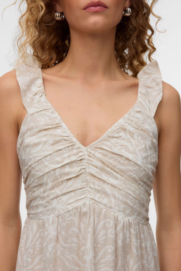 Vero Moda Vestido midi de algod&oacute;n Beige