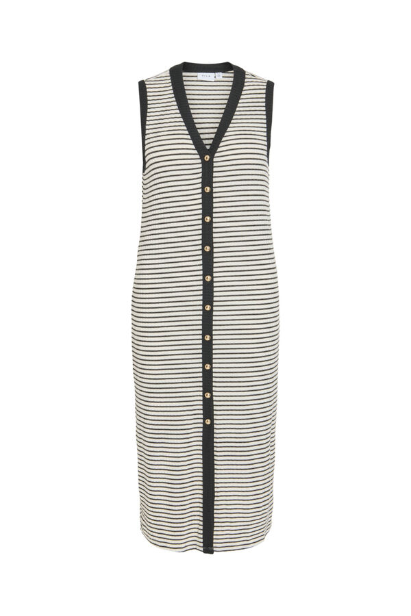 Vila Vestido midi de punto canal&eacute; abotonado Estampado blanco
