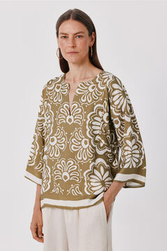 Cortefiel Blusa estampada t&uacute;nica amplia