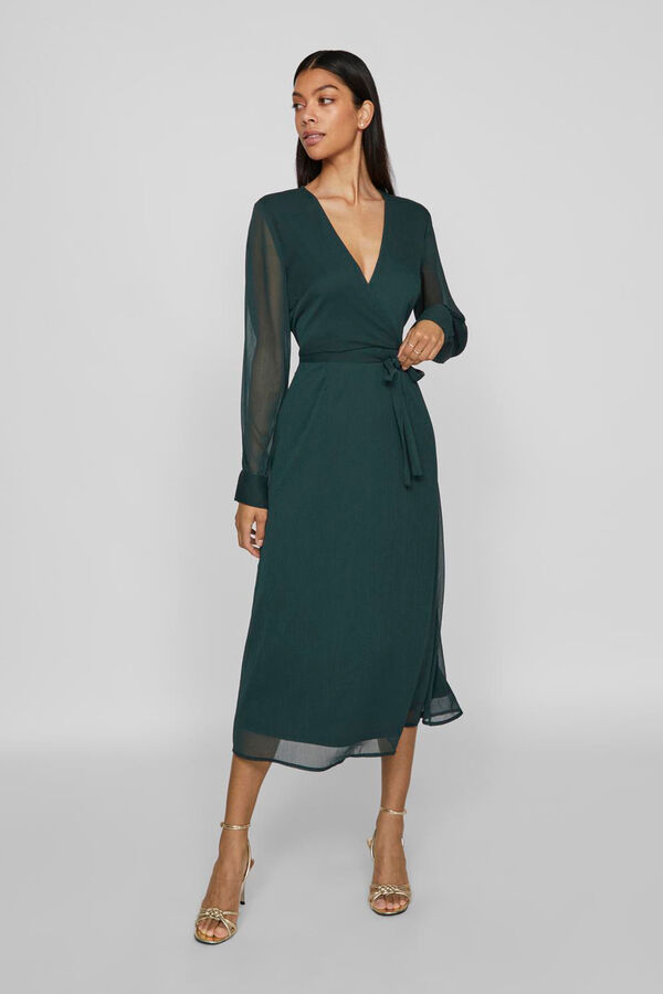 Vila Vestido midi de gasa Green