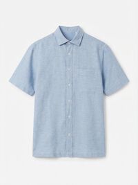 Cortefiel Camisa algod&oacute;n lino lisa manga corta