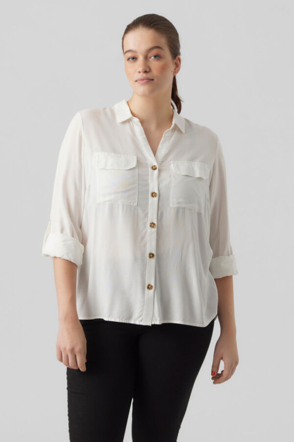 Vero Moda Curve Camisa manga 3/4 talla grande Blanco