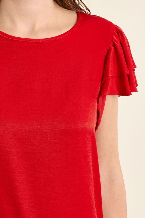 Molly Bracken T-shirt de manga curta com folhos Vermelho