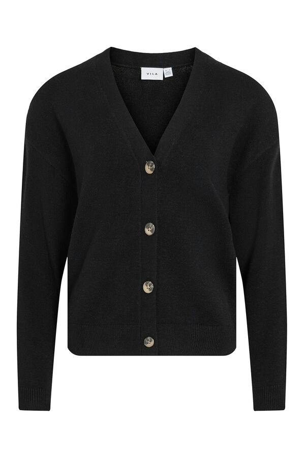 Vila Buttoned jersey-knit cardigan with viscose Black