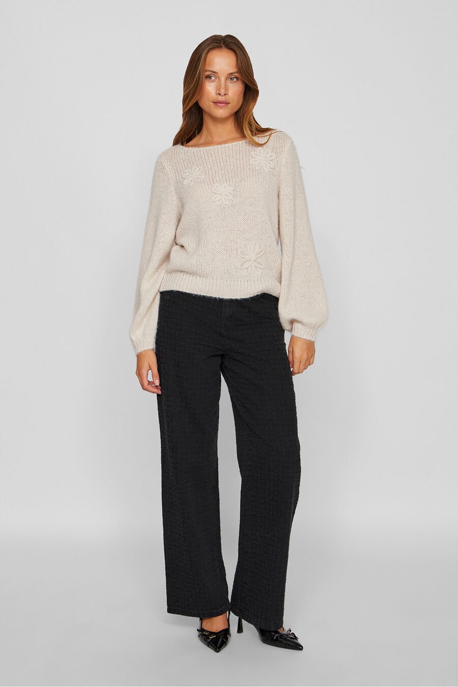 Jersey con flores de punto con lana