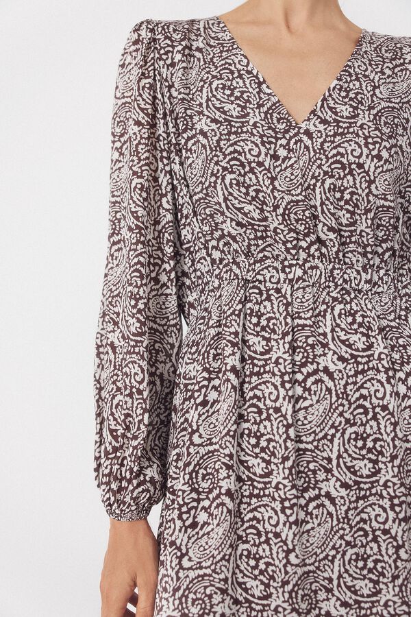 Cortefiel Vestido estampado Estampado marr&oacute;n