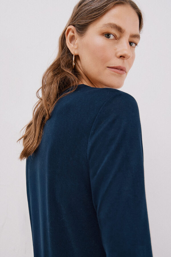 Cortefiel Camiseta cuello mao efecto lino Azul marino