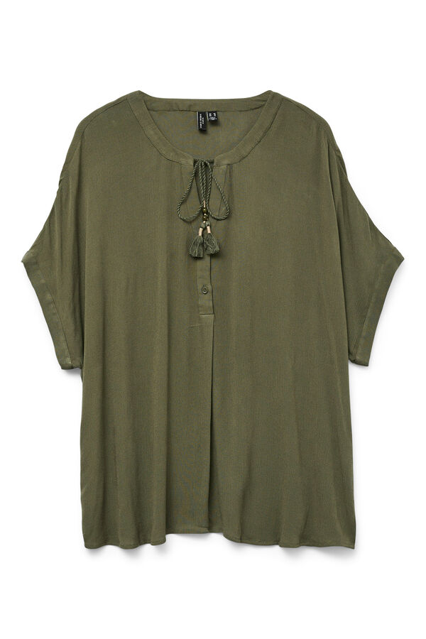 Vero Moda SHORT SLEEVE - Bluse - Sprucestone/hellgru00fcn