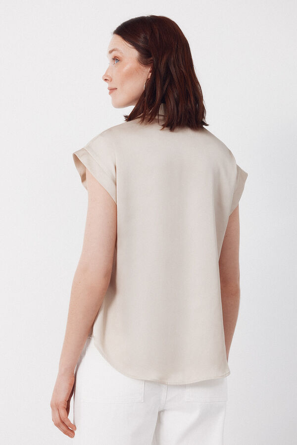 Cortefiel Camisa satinada Beige