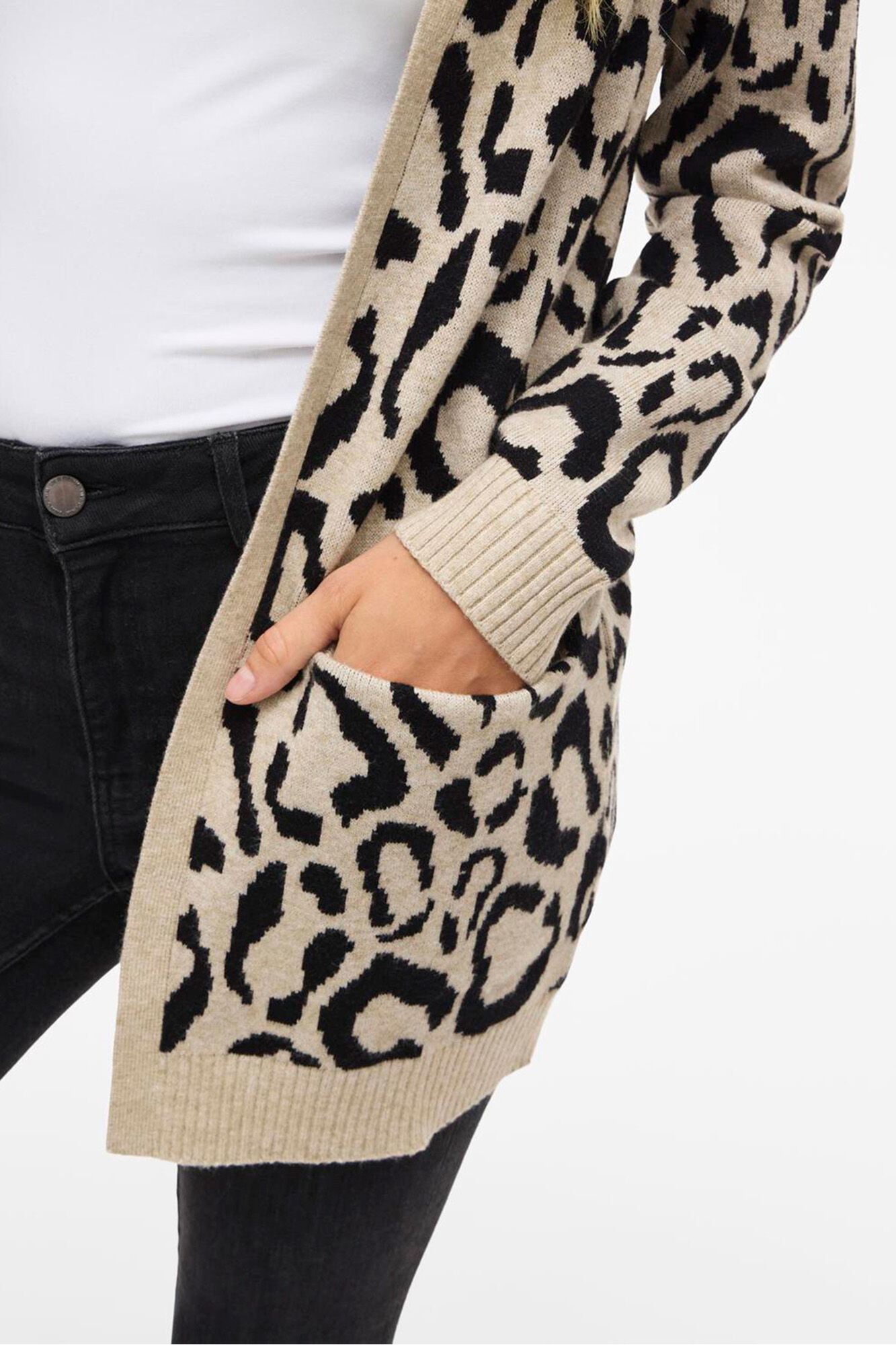 Vila Casaco de malha midi de viscose estampado