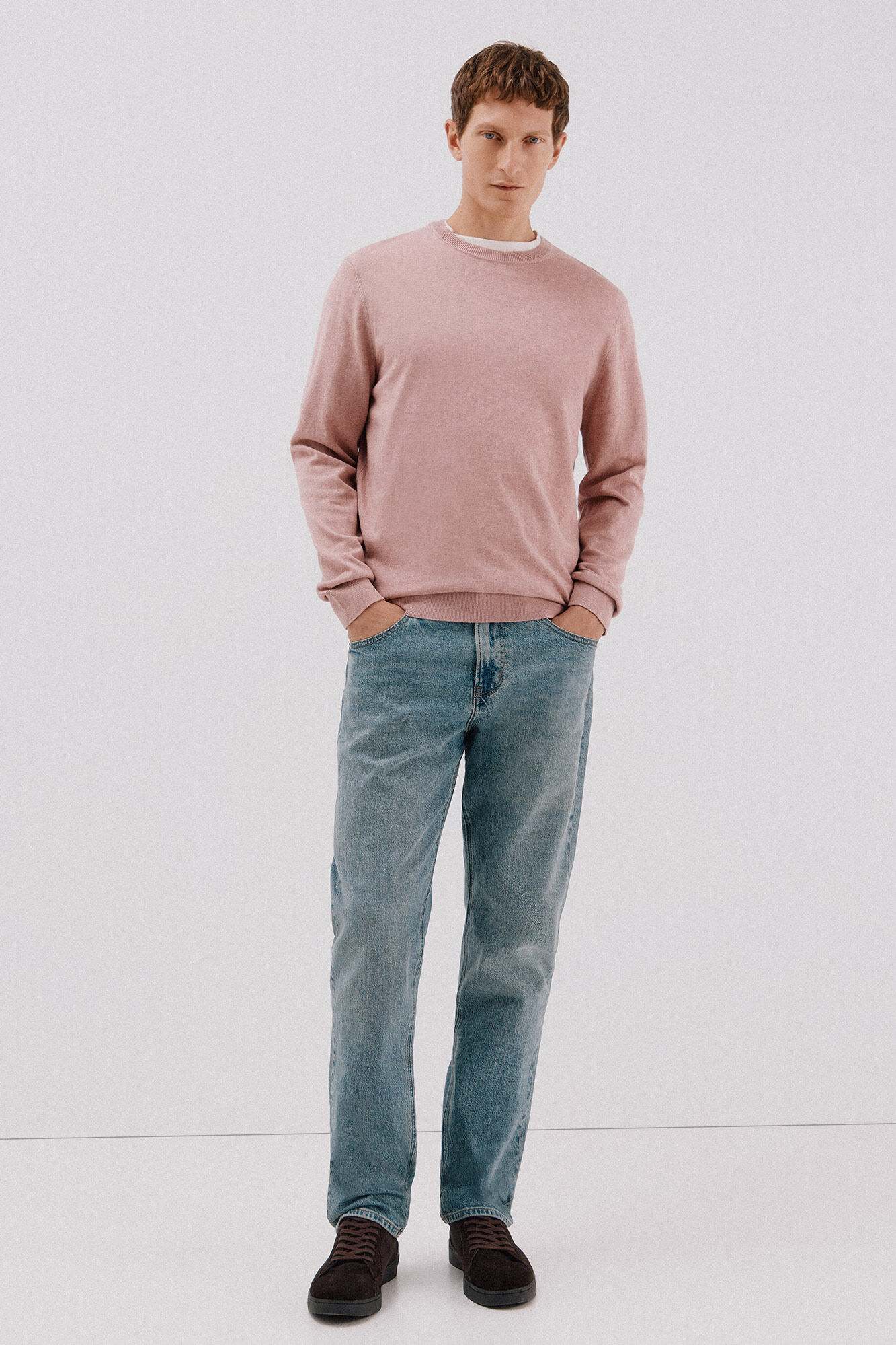 Cortefiel Jersey algod&oacute;n cashmere cuello caja