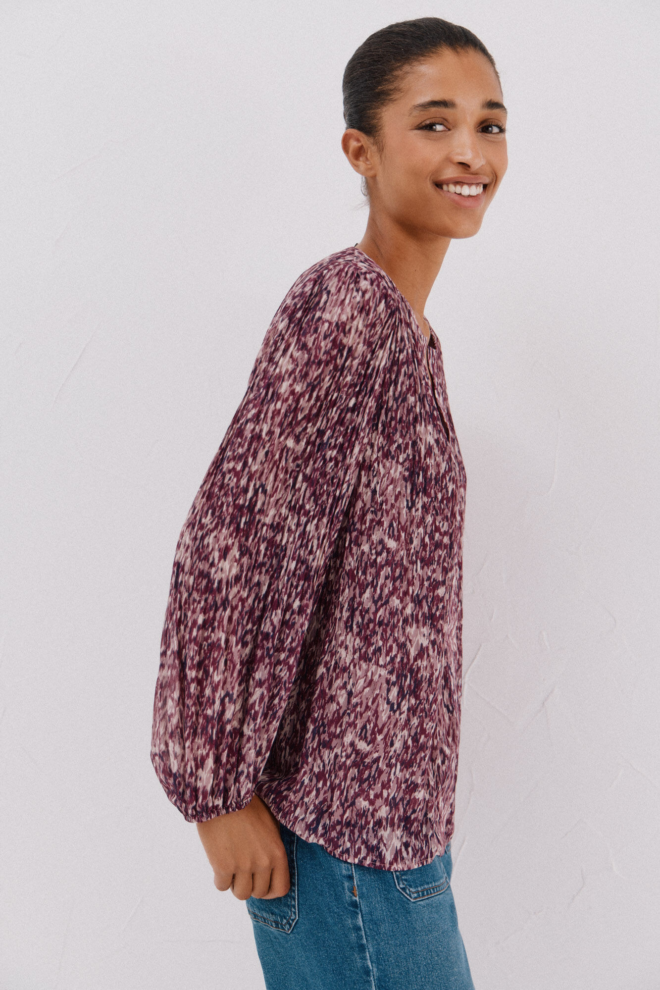 Cortefiel Blusa plissada contrastante