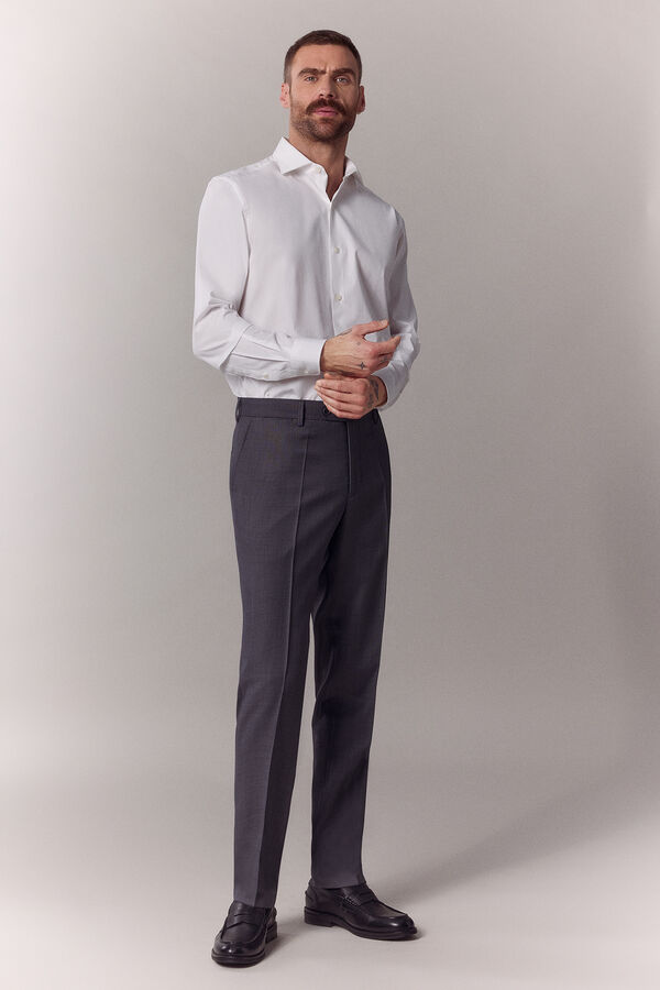 OOTO Camisa lisa popel&iacute;n manga larga Blanco