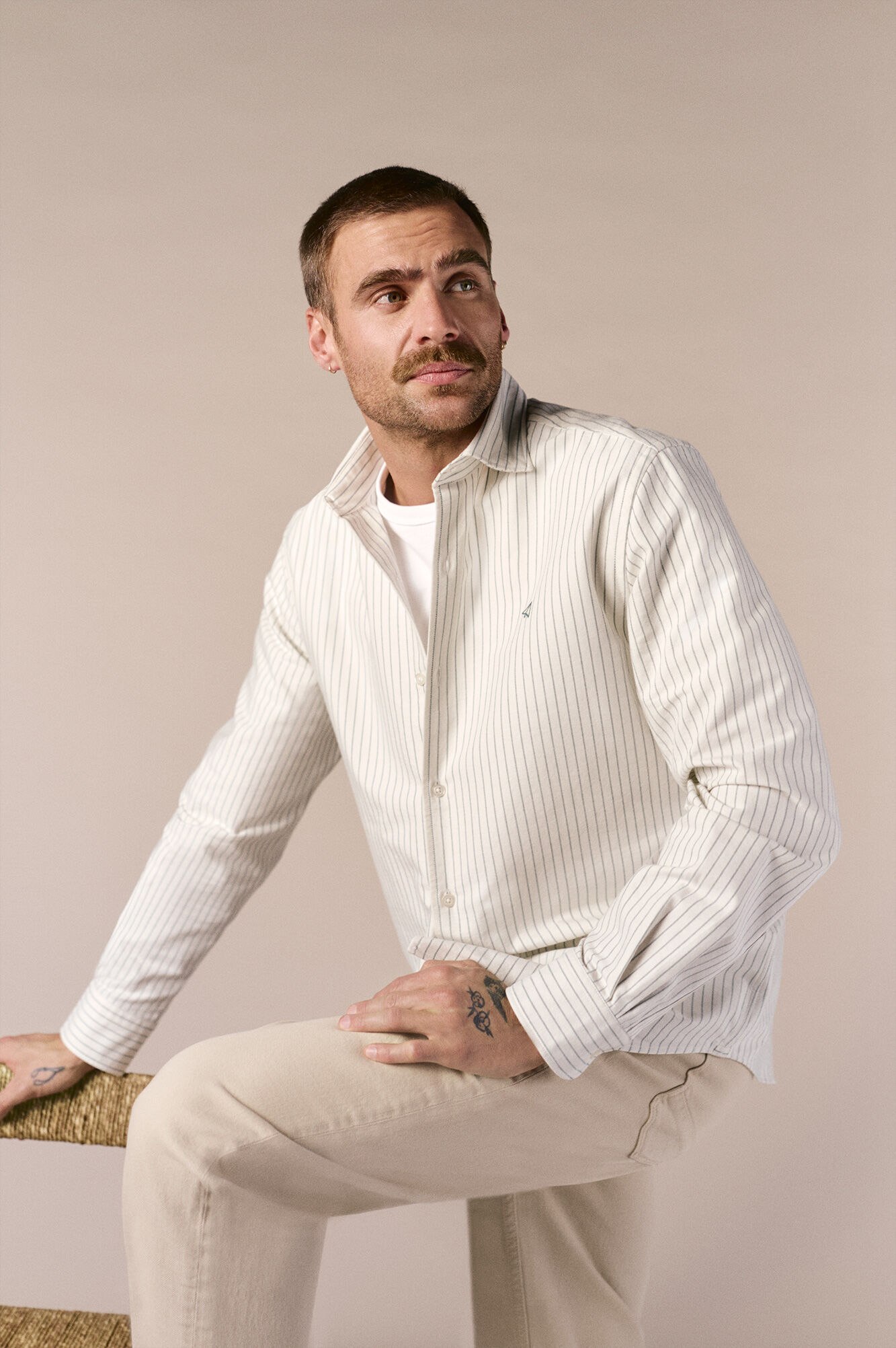 OOTO Camisa oxford manga comprida &agrave;s riscas