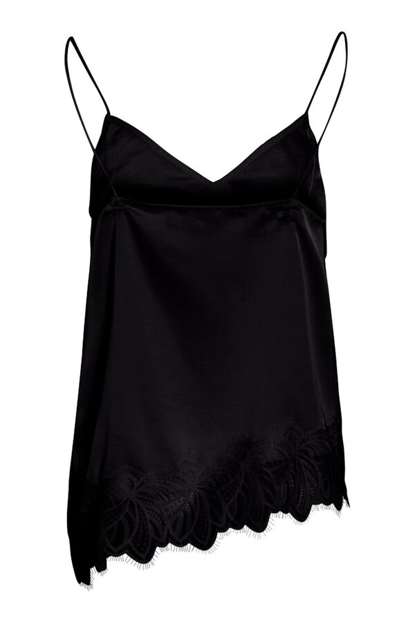 Vila Top lencero satinado con encaje Negro