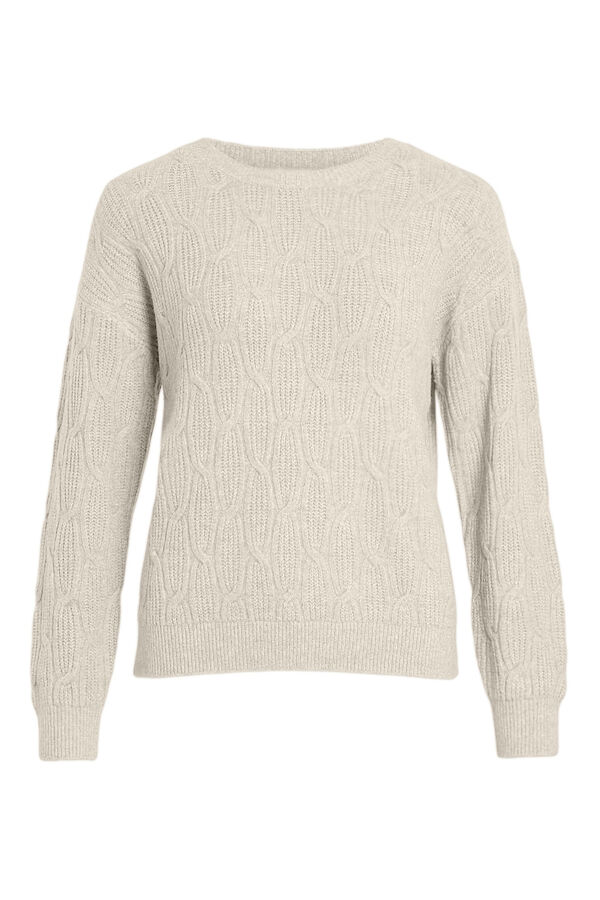Vila Jersey de ochos con cuello redondo Marfil