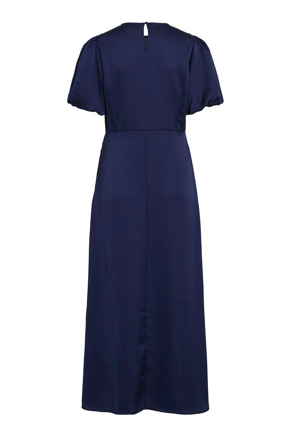 Vila Vestido midi satinado de fiesta Azul marino
