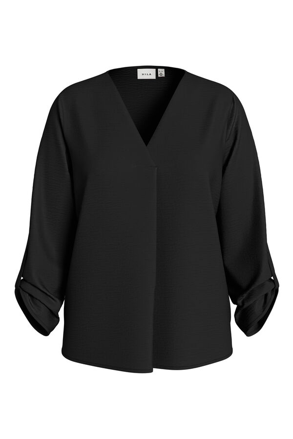 Vila Blusa manga m&eacute;dia Preto