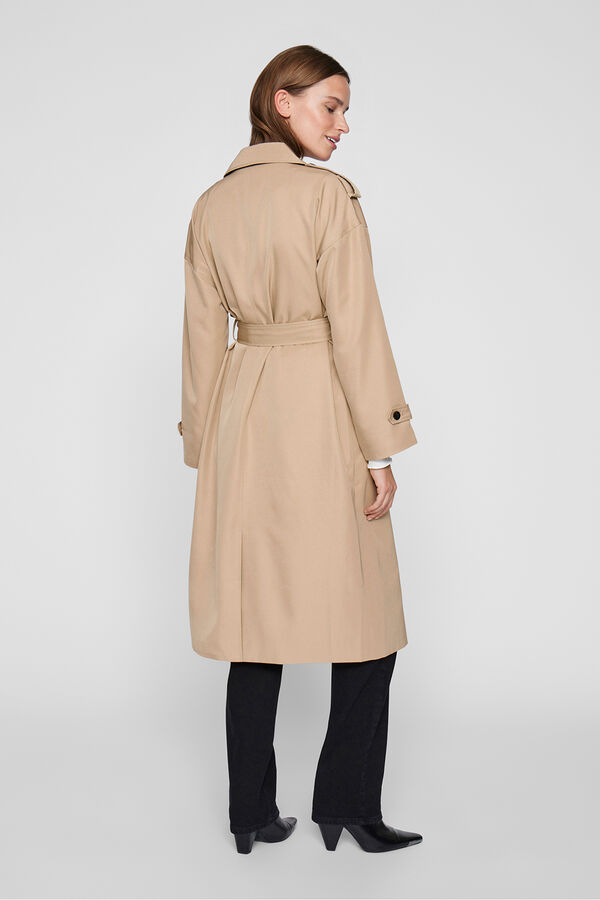 Vila Long knotted trench coat Beige