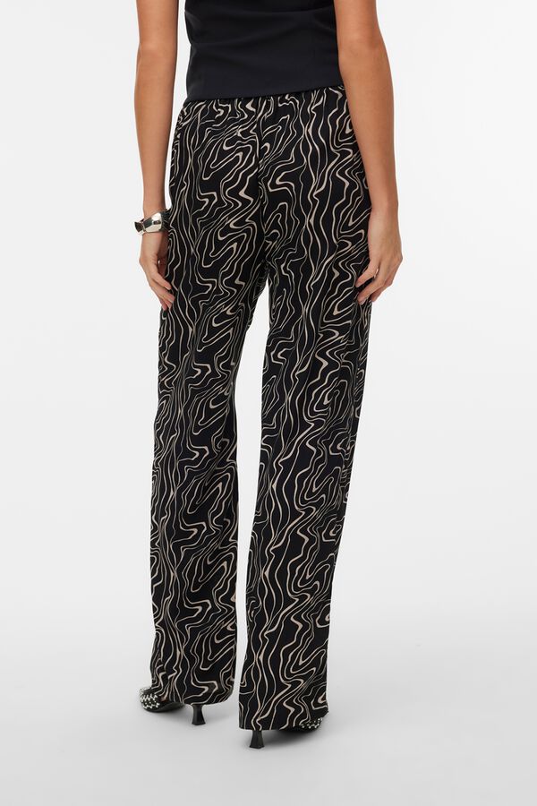 Vero Moda Pantal&oacute;n fluido estampado Negro