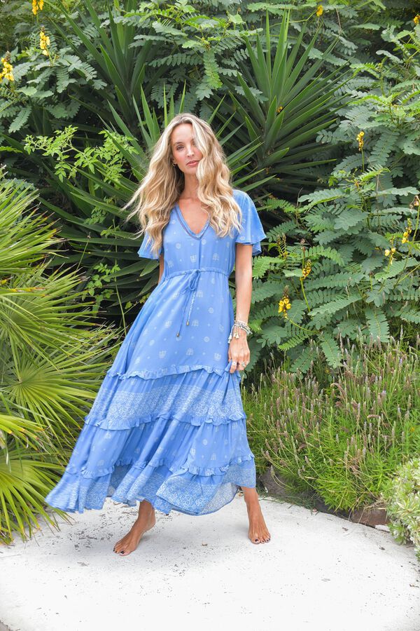 Jaase Vestido comprido fluido Azul