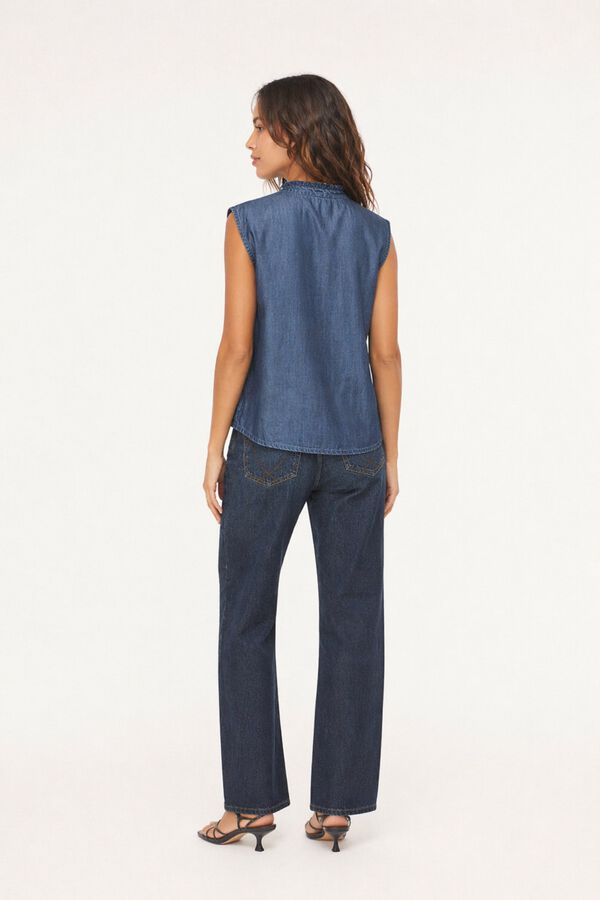 Vila Blusa sin mangas de tencel Azul