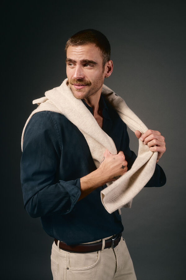 OOTO Camisa twill liso tencel algod&oacute;n Blue